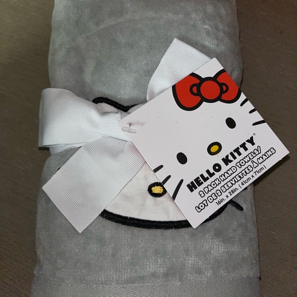 Hello Kitty Grey Hand Towel set of Two - Picture 1 of 4